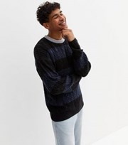 New Look Black Stripe Cable Knit Relaxed Fit Jumper